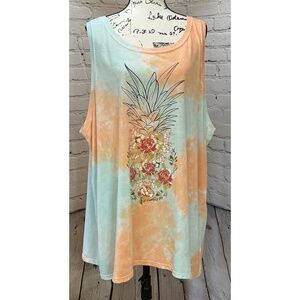 Torrid Women’s Classic Fit Pineapple Blue Tie Dye Jersey Tank (Size 5)